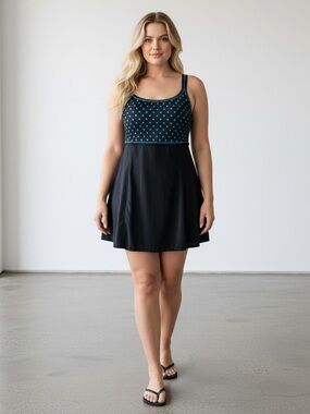 VINTAGE ROBBY LEN Polka Dot Swim Dress